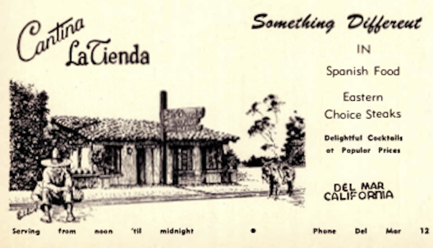 1951 Cantina La Tienda San Diego Magazine Ad