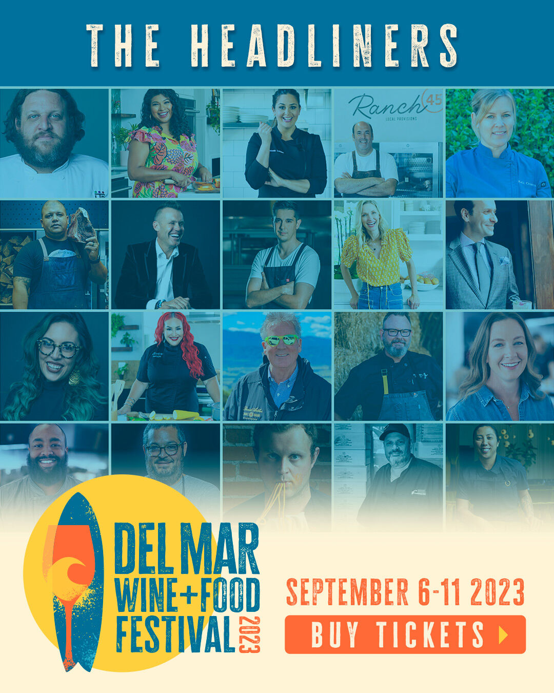 Del Mar Wine + Food Festival, 2023, headliners