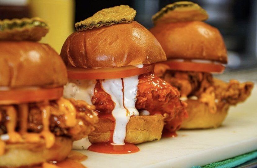 Chicken Sandwhich Mom's Chicken and Waffles